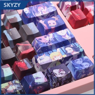 Demon Slayer Keycap โปรไฟล์เชอร์รี่อะนิเมะ 108 คีย์ PBT Dye Sublimation คีย์บอร์ดแบบกลไก Keycap