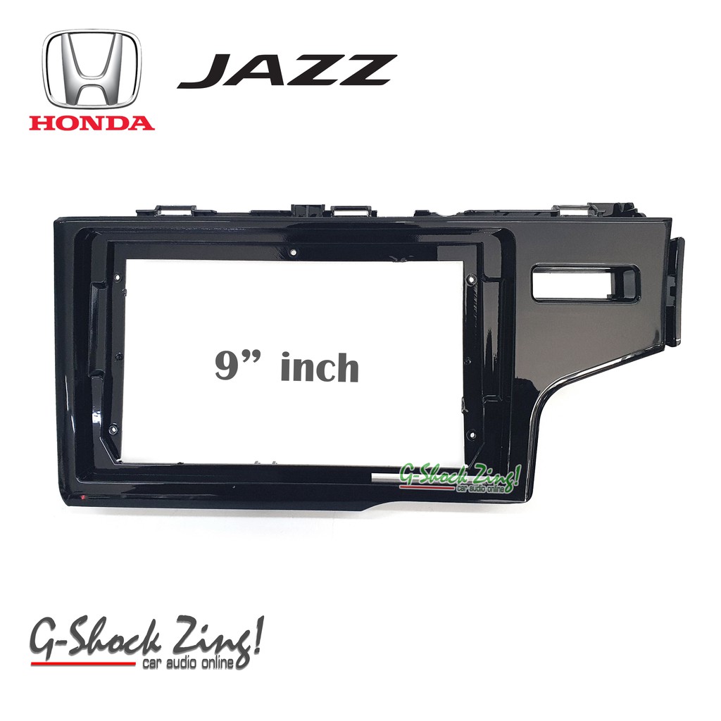 Honda JAZZ GK หน้ากกากสำหรับ หน้าจอ 9นิ้ว (บิ้วอิน) ตรงรุ่น Honda jazz Gk 2014-2018 สีดำแก้ว (หน้ากาก+ฝาสวิตซ์ไฟฉุกเฉิน)