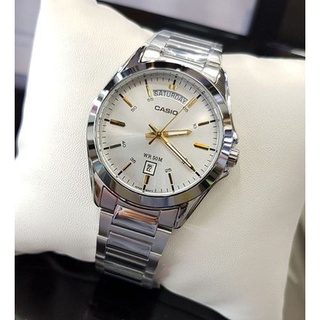 นาฬิกา Casio รุ่น MTP-1370D-7A2 นาฬิกาผู้ชาย สายแสตนเลสหน้าปัดขาว เข็มสีทอง ของแท้ 100% รับประกันสินค้า1ปี