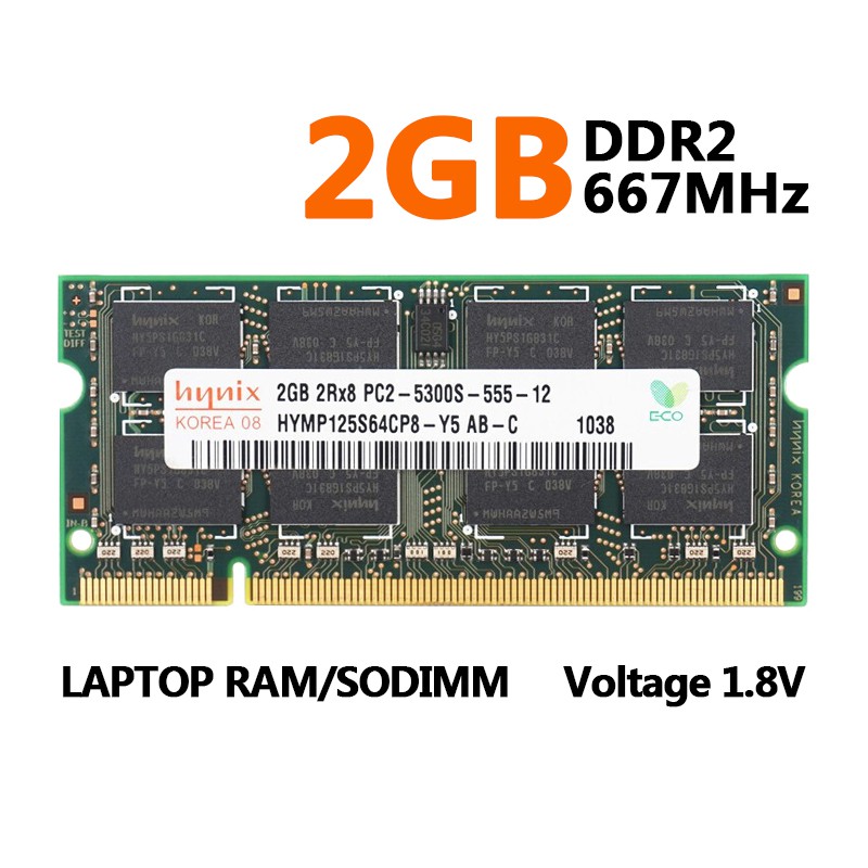 มีสินค้าHynix RAM DDR2 2GB 667MHz หน่วยความจำแล็ปท็อป 2Rx8 PC2-5300S 200Pin SODIMM 1.8V DDR2 RAM โน๊ตบุ๊คโมดูลหน่วยความจ