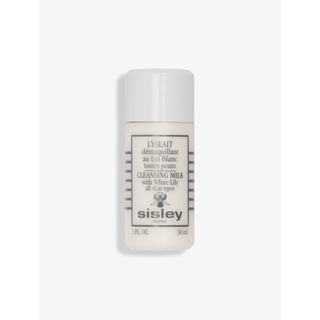 Sisley cleansing milk with white Lily all skin types 30ml. ครีมน้ำนมล้างหน้าเพื่อทำความสะอาดเมคอัพ สูตรอ่อนโยน