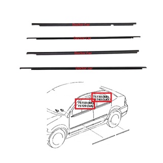 Doctor car ยางรีดน้ำขอบกระจก คิ้วขอบกระจก ตัวนอก โตโยต้า อัลติส หน้าหมู Toyota Altis 2001-2007 4 ชิ้น