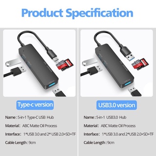 Ankndo 5 IN 1 USB C HUB Adapter สำหรับ อุปกรณ์เสริม Type C ถึง USB 3.0 2.0 Splitter TF SD Card Reader แล็ปท็อป Dock Station #9