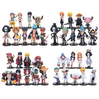 โมเดลฟิกเกอร์ PVC อนิเมะ One Piece Families Luffy Roronoa Zoro Nami Chopper BROOK ของเล่นสําหรับเด็ก 9 ชิ้น ต่อชุด