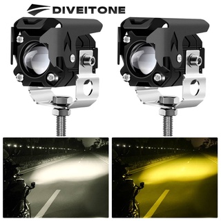 DIVEITONE 2PCS รถจักรยานยนต์ LED Running Light 60W สำหรับรถยนต์สีเหลืองหมอกโคมไฟทำงานเพิ่มเติม Refit ไฟขับรถ Spotlight สีขาว