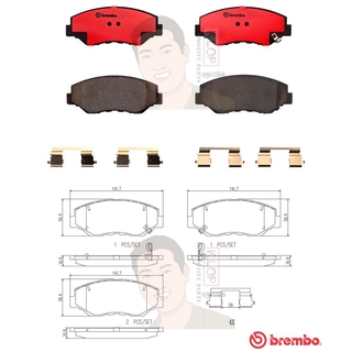 P28 035C ผ้าเบรก F (แท้ BREMBO รุ่น Ceramic) HONDA ซีวิค CIVIC FC FK 1.5 Turbo, 1.8Vtec ปี2016-&gt; /ซีอาร์-วี CR-V(Gen2...