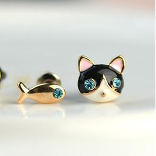 เครื่องประดับต่างหู Stud Earrings รูปแมวสไตล์เกาหลี DDE5