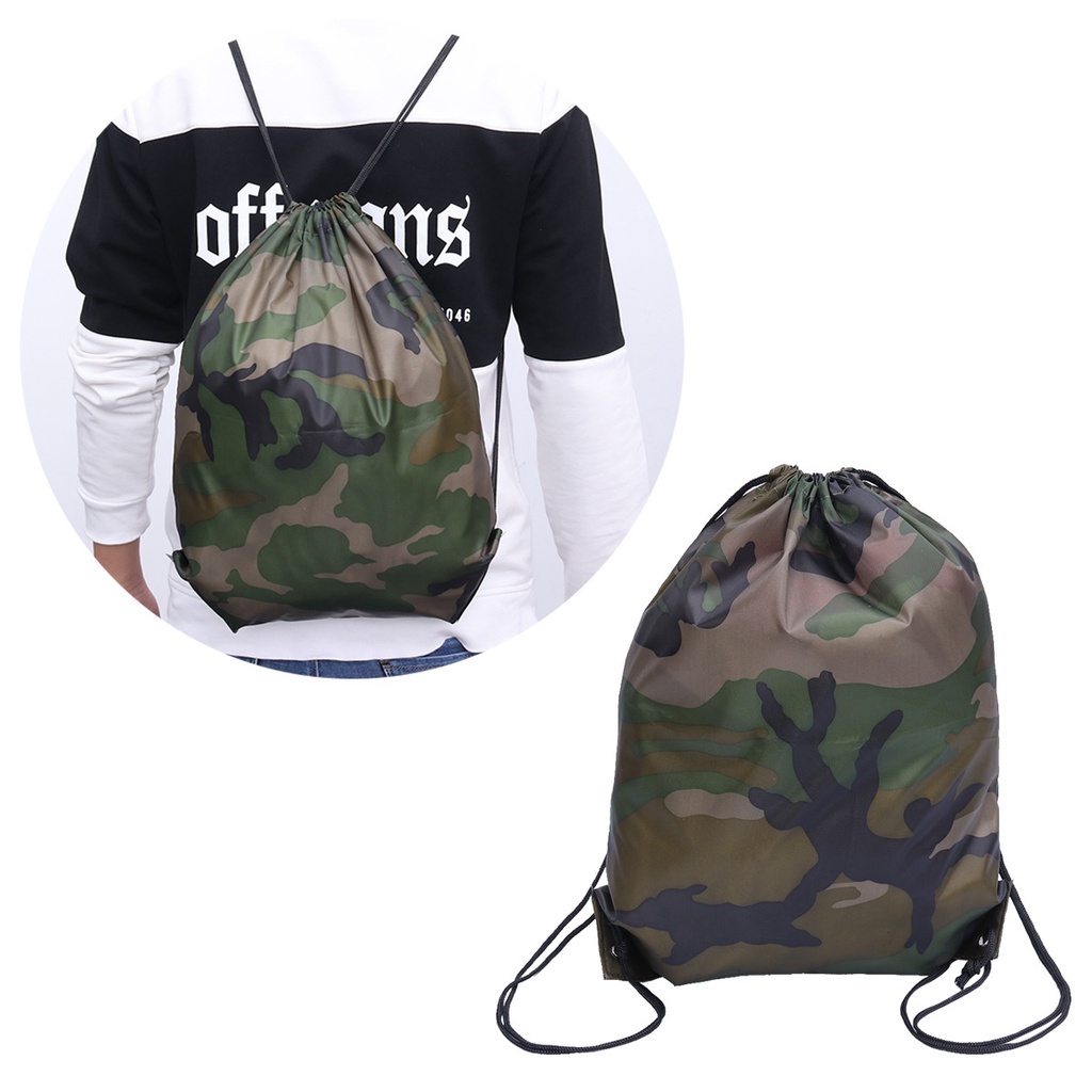 AUBREY1 Unisex Camouflage Drawstring Bag Fashion Oxford Bag Backpack Shoes Clothes Storage Riding Travel Small Outdoor Thicken Portable Sports Bag/Multicolor