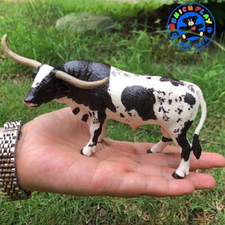 Munich Play - พ่อวัว Texas Longhorn ขาวดำ ขนาด 16.00 CM (จากหาดใหญ่)