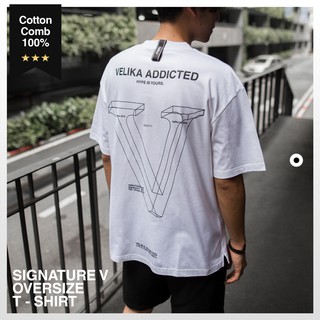 *สินค้าหมด* เสื้อ Oversize - "Signature V" V.2 (สี Ghost White) | Velika