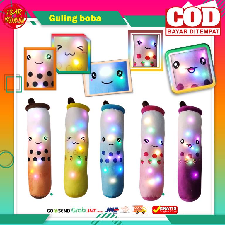 ตุ๊กตาหมอนข้าง LED Boba ขนาด 65 ซม. LED หมอนข้าง Boba กระพริบ / ไวนิล tiktok ยาว 65 ซม.