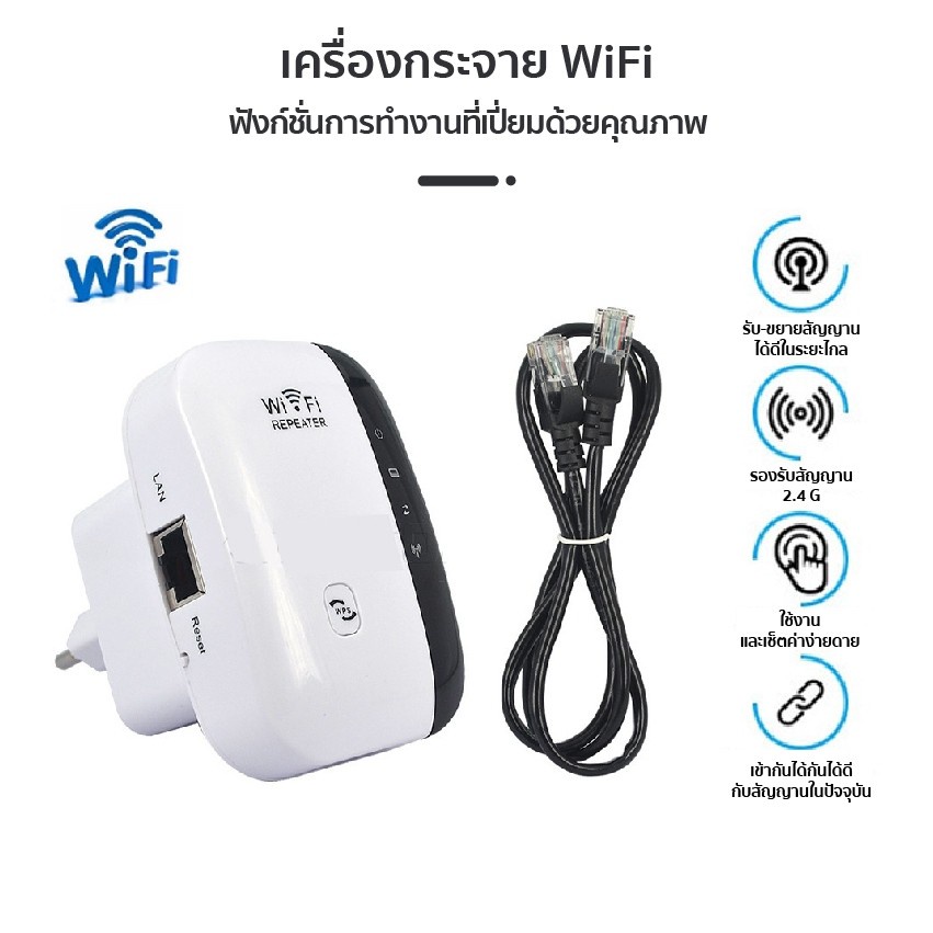 Wifi Repeater ตัวกระจายสัญญาณไวไฟ 300 Mbps ตัวกระจายไวไฟ ตัวดึงสัญญาณ เครื่องช่วยขยายสัญญาณ