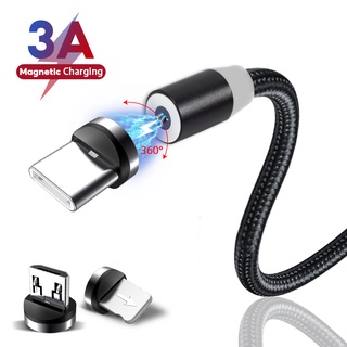 3 in 1 สายเคเบิลข้อมูลแม่เหล็ก / พร้อม Type-C, Micro USB, อินเทอร์เฟซปลั๊กไลท์เทนนิ่ง / 3A ชาร์จเร็ว ซิงค์ข้อมูล สายเคเบิลแม่เหล็ก / อะแดปเตอร์สายเคเบิลข้อมูล สําหรับชาร์จโทรศัพท์มือถือ