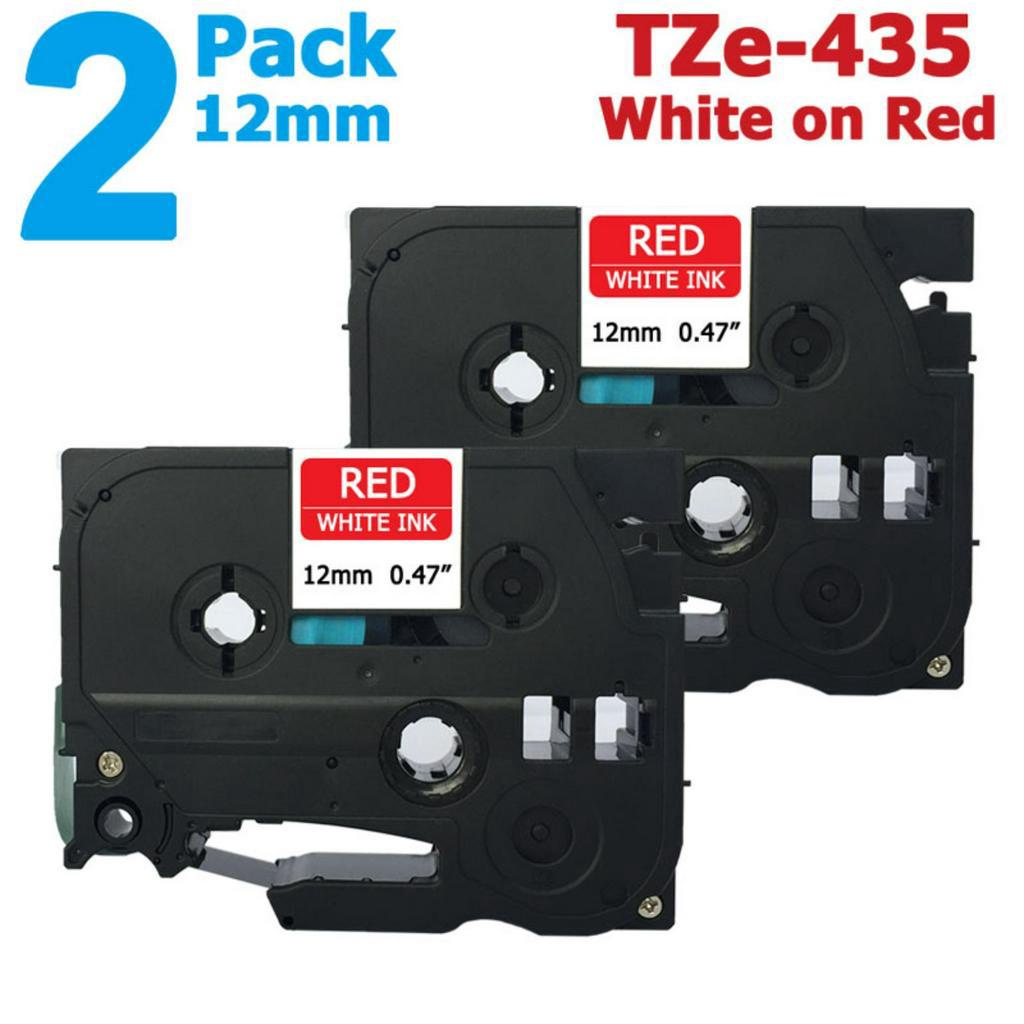 [สต็อกประเทศไทย]2 Pack 12mm Tze435 White on Red Label Tape for Brother PTouch 8M Length TZe-435 Tze 
