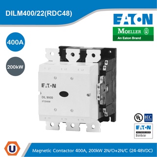 EATON DILM400/22(RDC48)Contactor,380 V 400 V 212 kW,2 N/0, 2 NC,RA 250: 110 - 250 V 40 - 60Hz Operation,Screw Connection