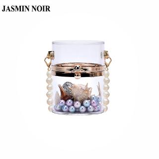 Jasmin Noir กระเป๋าสะพายไหล่สําหรับสตรีสีโปร่งใส Messenger มีสายโซ่คล้อง