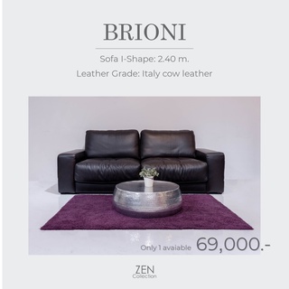 ZEN Collection Clearance!! มีตัวเดียวเท่านั้น โซฟา 2 ที่นั่ง BRIONI Sofa I-Shape ขนาด 2.40m. หุ้มหนังแท้อิตาลีทั้งตัว