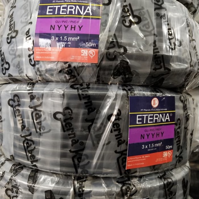 สายไฟสีดํา ตัวนําคู่ NYYHY 3x1.5 3x1.5 3x1.5 3x1.5 Eterna (เมตร) สาย NYYHY 3x1.5มม. 3x1.5มม. 3x1.5มม
