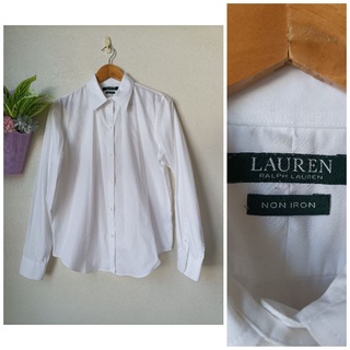 RALPH LAUREN เสื้อเชิ้ตผู้ชาย แขนยาว ผ้าคอตตอน ไม่ยืด สีขาว Size M รอบอก 42 นิ้วค่ะ