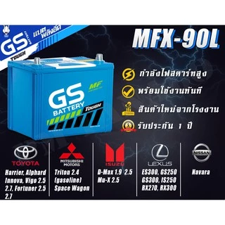 GS MFX-90L/R (80Ah) 85D26 Battery แบตเตอรี่รถยนต์ กึ่งแห้ง แท้ ใหม่ ไม่ต้องเติมน้ำ พร้อมใช้ MFX90L