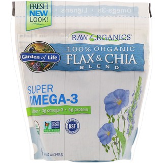 เมล็ดเจีย&amp;เมล็ดแฟล็กซ์ แบบบด Organic Flax &amp; Chia Seed Blend, 340 กรัม