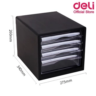 Deli 9774 File Cabinet ตู้เอกสาร แบบ 4 ชั้น A4 (สีดำ) อุปกรณ์สำนักงาน ตู้เก็บเอกสาร ชั้นเก็บเอกสาร อุปกรณ์จัดเก็บเอกสาร