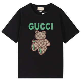 Gucci Bear Limited เสื้อยืดลําลอง แขนสั้น คอกลม ทรงหลวม ลายการ์ตูนกราฟฟิค สําหรับผู้ชาย และผู้หญิงเสื้อยืดผู้ชาย