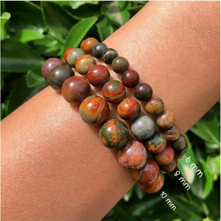 กำไลหินนำโชค Picasso Jasper หินมงคลแท้ ไม่ย้อมสี สีธรรมชาติ กำไลหินเสริมดวง เครื่องประดับสายมู