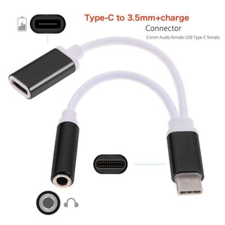 2 in 1 Type C to 3.5mm Jack Audio Aux Adapter Converter Charging Cable (Black)