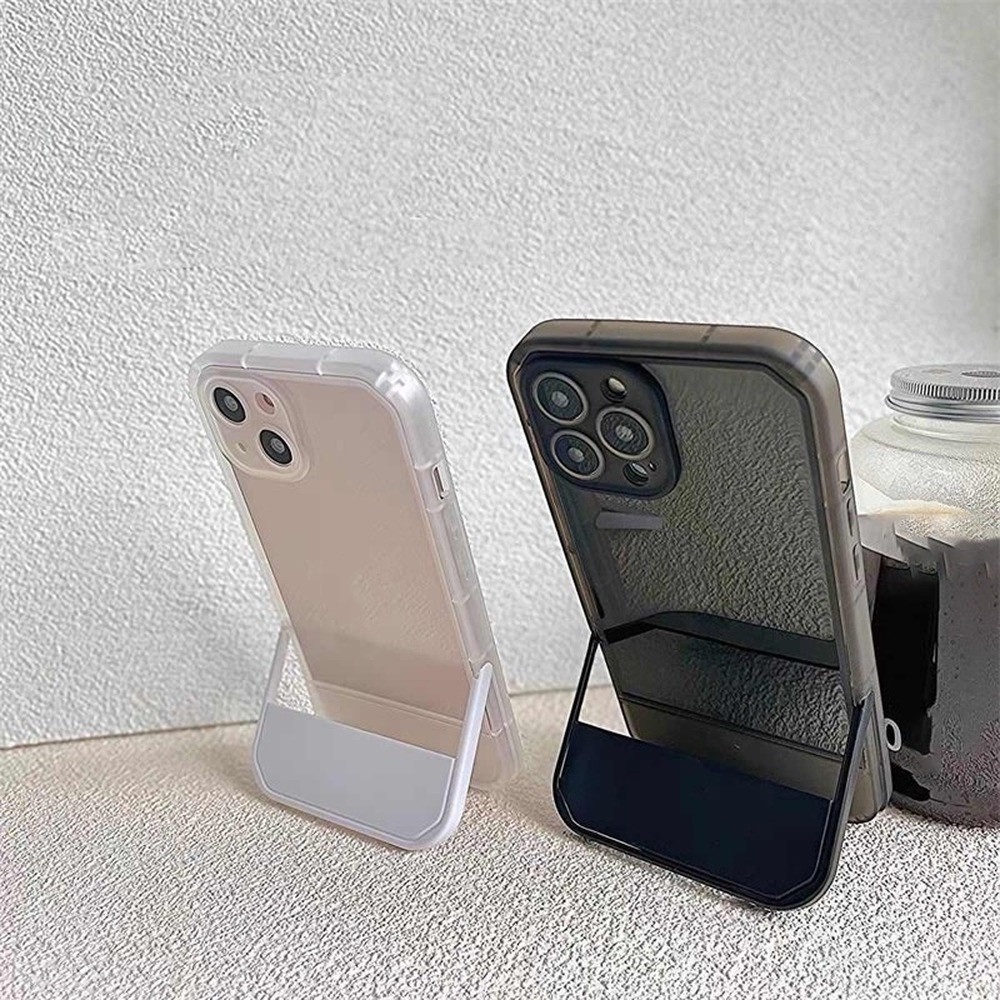 เคสโทรศัพท์มือถือ แบบใส ป้องกันเลนส์ พร้อมขาตั้ง เรียบง่าย สําหรับ iPhone 13 12 11 Pro Max X XR XS Max 8 7 plus 11 Pro Max