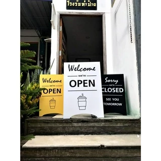 ป้ายคาเฟ่เปิด-ปิดพลาสวูสขนาด40x60cmส่งเร็วมาก