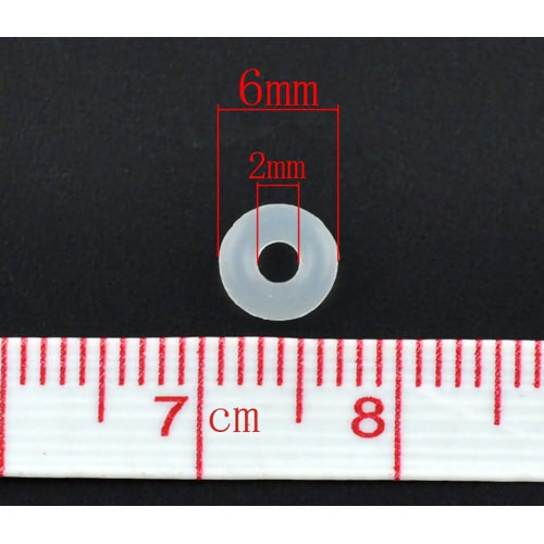 ห่วงวงแหวนซิลิโคน สำหรับร้อยคั่นสร้อย สีขาว ขนาด 6mm แพ็ค 50 ชิ้น