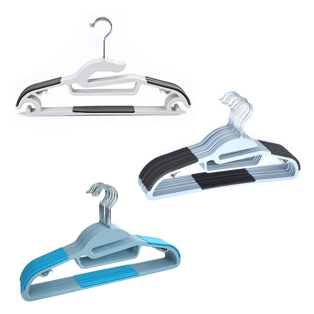 ไม้แขวนเสื้อ  กันลื่น   พลาสติก แพค 10 ชิ้น