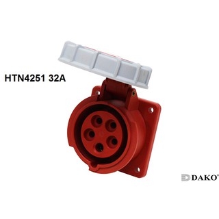 "Dako" Power Plug(เพาเวอร์ปลั๊ก) รุ่นHTN4251 32A 5Pin IP67 ตัวเมีย แบบติดฝั่งตรง