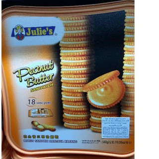 บิสกิตเนยถั่ว กล่องใหญ่ 540g.(18 packs.) Julies peanut butter biscuit