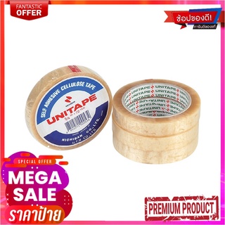 ยูนิเทป เทปใสเซลลูโลส กาวยาง แกนใหญ่ แพ็ค 4 ม้วนUNITAPE Clear Tape 3/4" 72Yd 4Rolls/Pack