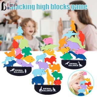 ราคาถูก Kids Stacking Toys Toddler Wooden Animal Balance Game Ideal Birthday Sensory Building Toy for Children tiktok