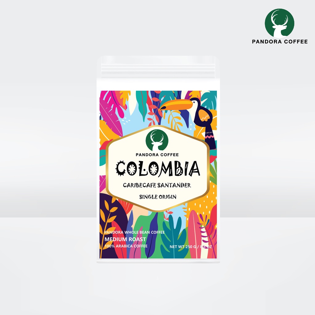 Pandora Coffee เมล็ดกาแฟ โคลัมเบีย Colombia Caribecafe Santander คั่วกลาง Medium Roast