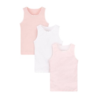 Mothercare pink and white vests - 3 pack มาเธอร์แคร์ เสื้อกล้าม เสื้อทับเด็กผู้หญิง แพ็ค 3 ชิ้น