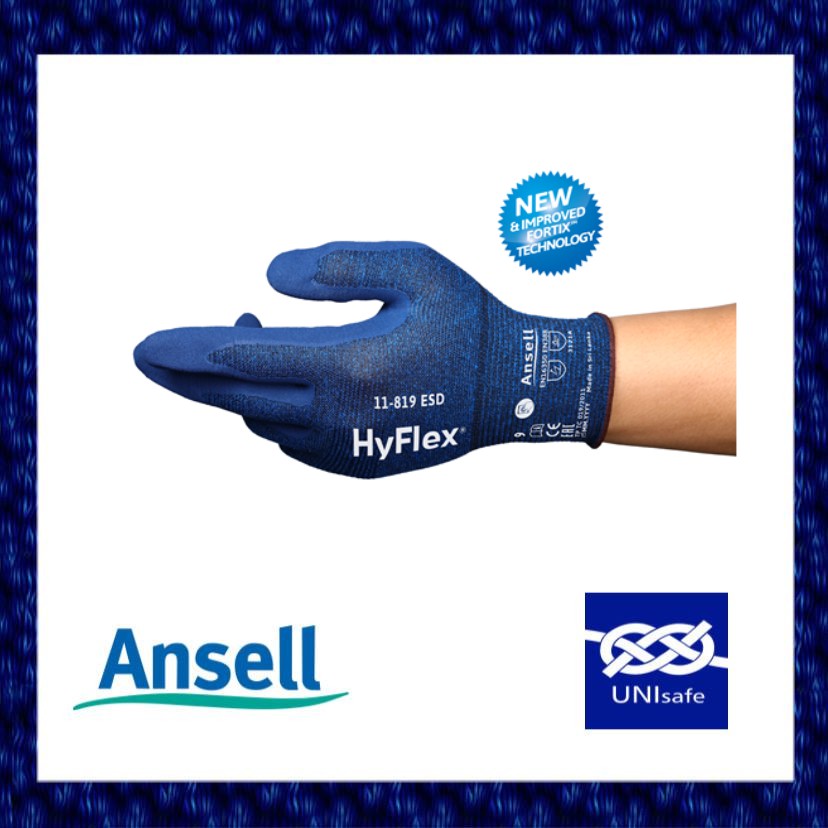 Ansell HyFlex 11-819 ถุงมือทัชสกรีน ESD ไซส์ 7-10