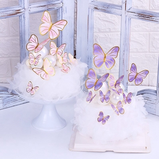 Happy Birthday Cake Toppers Butterfly Cake Toppers Handmade Painted Party Cake Decoration For Wedding Birthday Cake Decoration