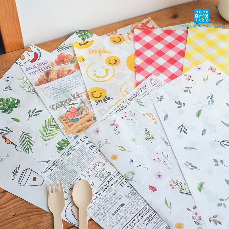 ซื้อ3ลด5% Goodboxpack กระดาษรองอาหาร ห่ออาหาร รองขนม ห่อขนม ห่อแซนวิช