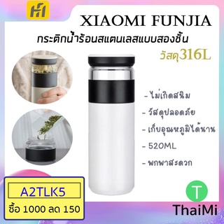 ขวดกรองชา กระติกน้ำร้อน สแตนเลส Xiaomi tea cup fun home 520ml. กระบอกน้ำ ชงชา 3 IN 1 Flasks Thermoses Tea Bottle ของแท้