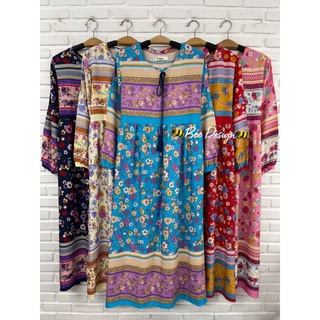 maxi dress สปันลายเนื้อผ้าใส่สบาย เนื้อดี