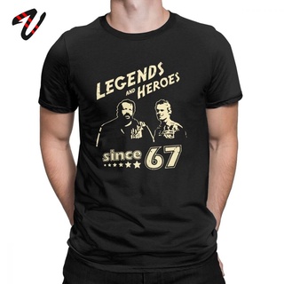 ผ้าฝ้ายแท้เสื้อยืดแขนสั้น ผ้าฝ้าย พิมพ์ลาย Bud Spencer Legends And Hero Since 67 สําหรับผู้ชายS-3XL