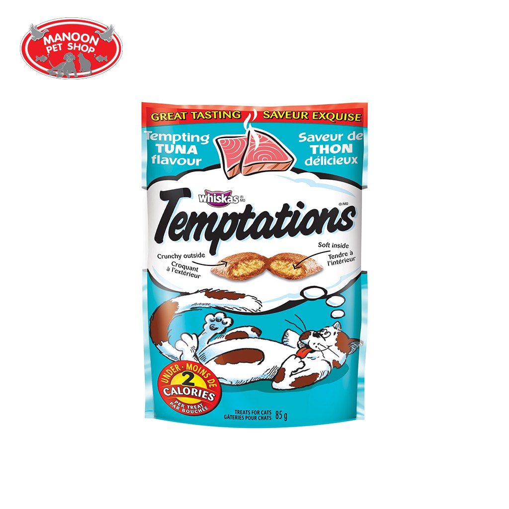 สินค้ารวมส่งฟรี⚡ [MANOON] Whiskas Temptations emptimg Tuna Flavour วิสกัส เทมเทชันส์ ขนมแมว รสเทมติ้งทูน่า 85 กรัม ❤️ ?COD.เก็บเงินปลายทาง