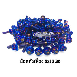 น็อตสแตนเลส "หัวเฟือง" เลสน้ำเงิน 5x12-25 มิล มี3 สี ราคาต่อ 1 ตัว