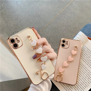 เคสมือถือ TPU มีสายคล้องรูปหัวใจน่ารัก สำหรับ เคสไอโฟน iPhone 12 Pro Max iPhone 11 11Pro Xs Max XR iPhone 7 7Plus 8 8 Plus 6 6s Plus