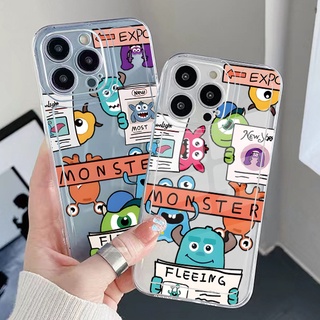 เคสโทรศัพท์มือถือ TPU เจลใส ขอบสี่เหลี่ยม กันกระแทก ลายหนังสือพิมพ์ Monster สําหรับ Samsung Galaxy A33 A53 A73 5G A32 A52 A72 A31 A51 A71 A23