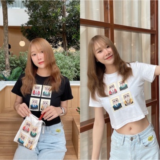 เสื้อยืด CROP แมวแฮรี่ แถมฟรีกระเป๋าลายเดียวกัน (พร้อมส่ง) 🐱🐱🐱